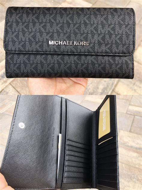 michael kors women's jet set travel large trifold wallet|michael kors small zip wallet.